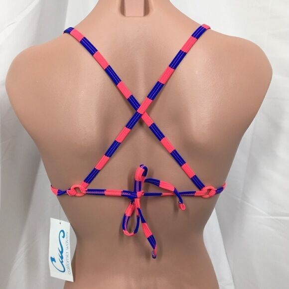 California Waves Stripe Halter Bikini Top (D7) - Picture 3 of 5